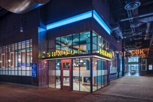 Shkodé Chophouse glowing return channel letters at Gun Lake Casino