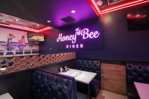 Honey Bee Diner Impact Wall with Illuminated Faux Neon