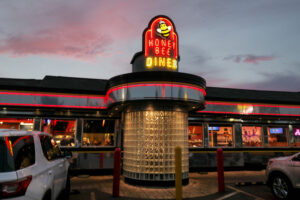 Honey Bee Diner Entrance Identification with Illuminated Faux Neon